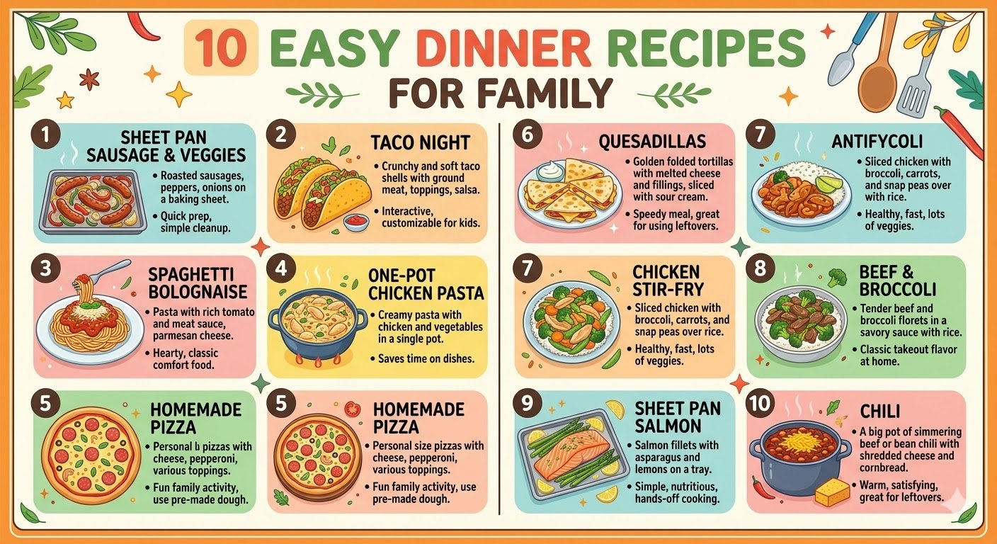 10 Easy Dinner Recipes for Family (Quick & Delicious Meals)