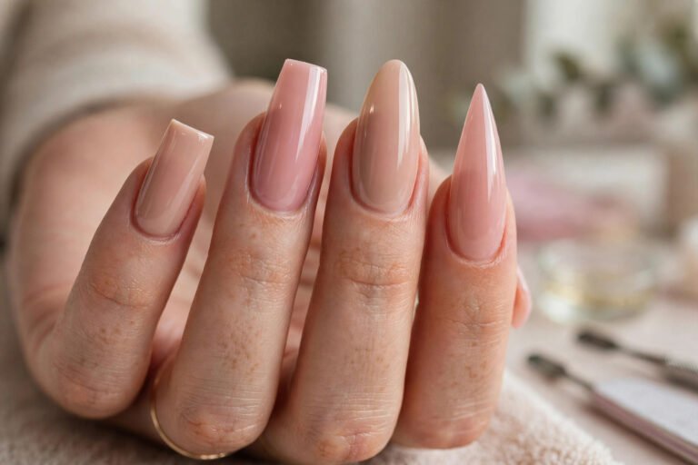 Acrylic nail shapes — square, coffin, almond and stiletto