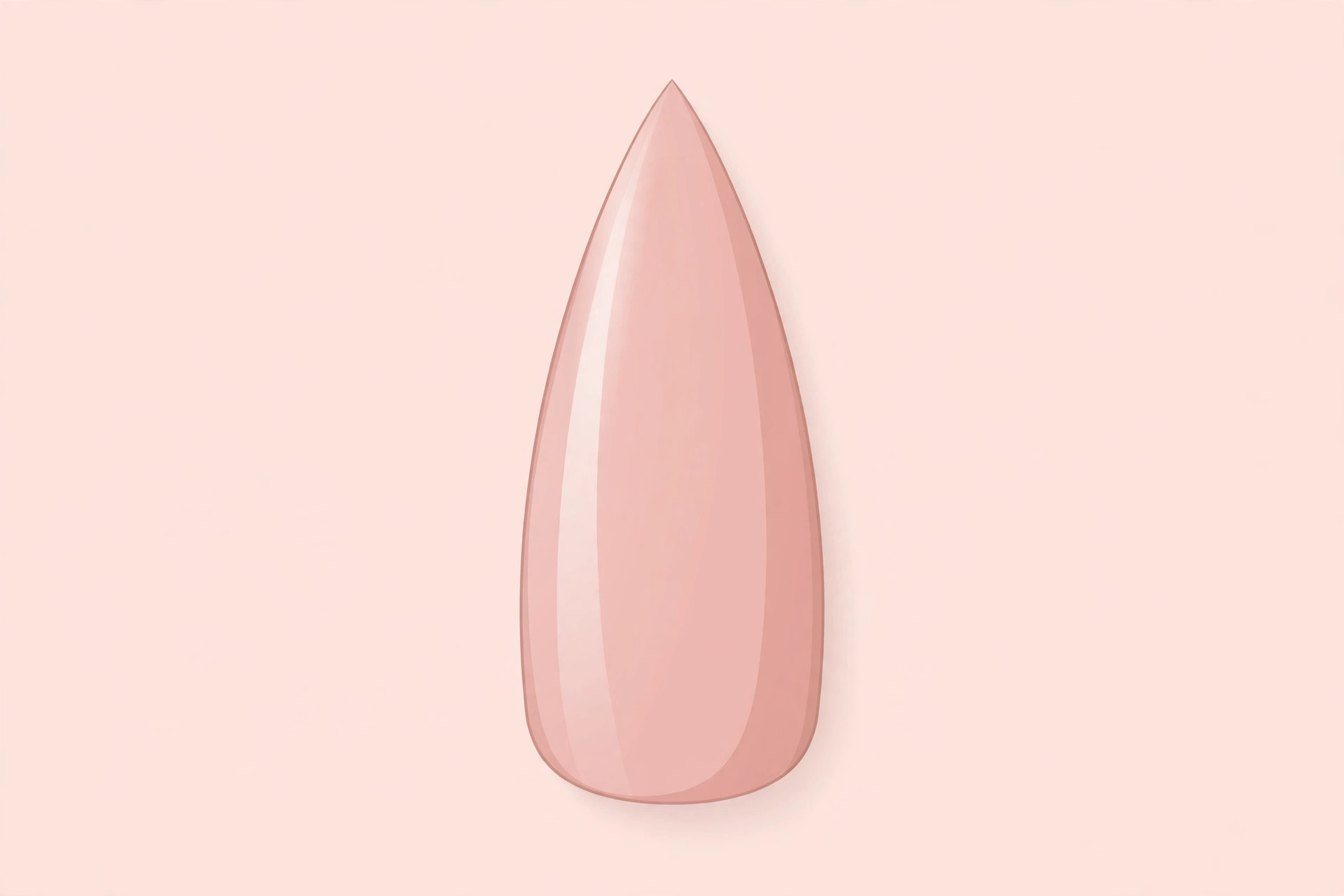 Stiletto nail shape diagram showing tapered sides and a sharp pointed tip.